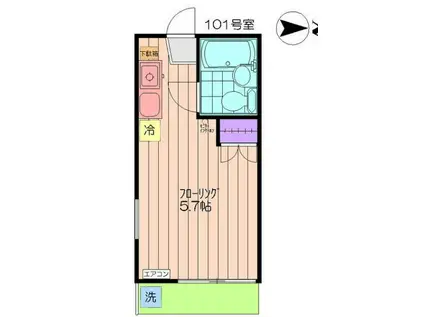 ハイムマンドリン(ワンルーム/1階)の間取り写真
