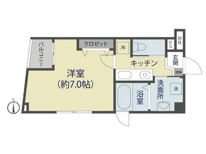 わかばビル(1K/3階)の間取り写真