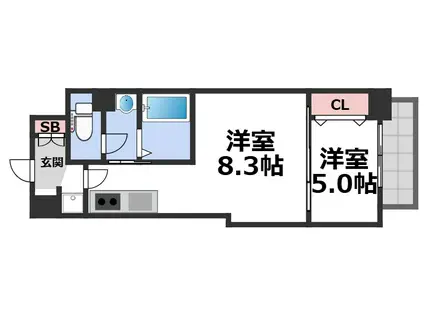 LUXE深江橋II(1LDK/7階)の間取り写真