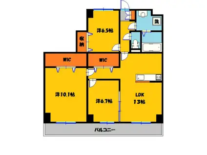 REFUGE・F(3LDK/5階)の間取り写真