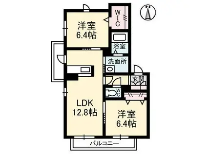 グランベレオ御幸(2LDK/2階)の間取り写真