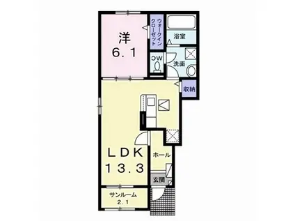 セリシールB(1LDK/1階)の間取り写真