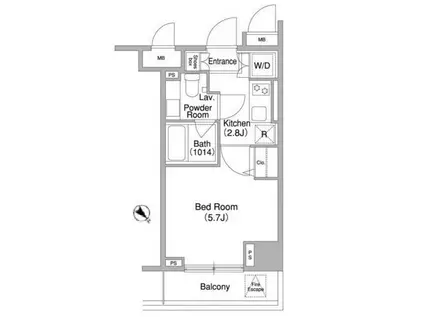 コンフォリア両国DEUX(1K/2階)の間取り写真