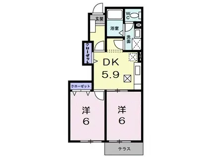 ラフィネシャトレ-III番館(2DK/1階)の間取り写真
