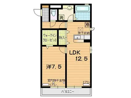 MDPマンション矢巾B(1LDK/1階)の間取り写真