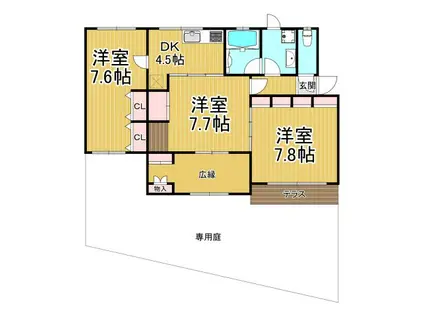 QUATUOR千種(3K/1階)の間取り写真