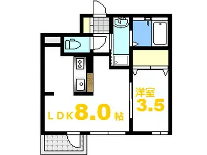 月光江波本町 あすなろ(1LDK/1階)の間取り写真
