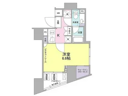 SIL西五反田(1K/12階)の間取り写真