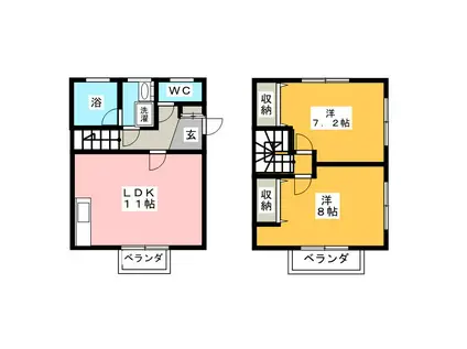 山王ヴィラ(2LDK/1階)の間取り写真