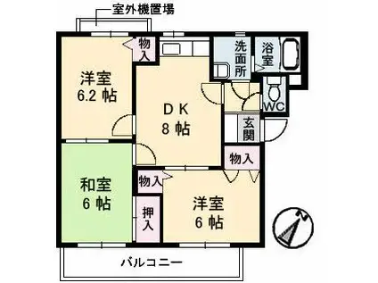 カプリス戸坂中町(3DK/3階)の間取り写真
