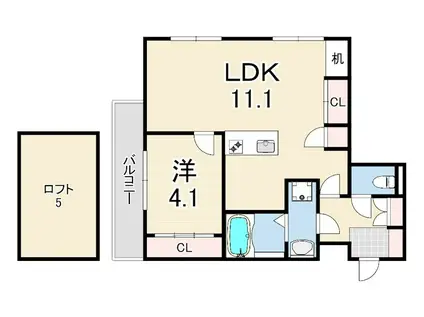MICA ELENO(1LDK/2階)の間取り写真
