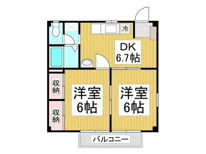 ファミールひまわり(2DK/2階)の間取り写真