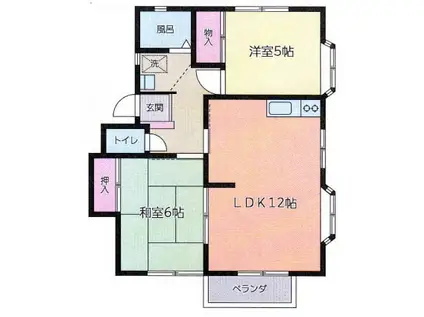 ウイングライフ A(2LDK/2階)の間取り写真