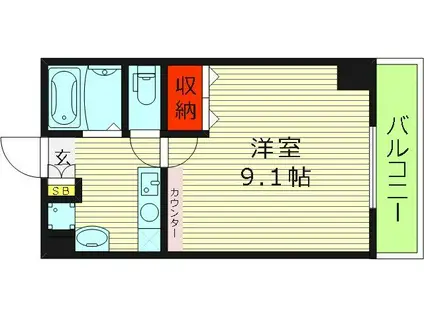 プレアデス東中本(1K/4階)の間取り写真