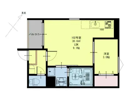 REGALESTあすと長町(1LDK/1階)の間取り写真