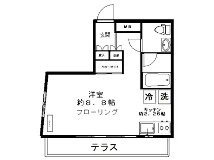 エテルニタ ウノ(ワンルーム/1階)の間取り写真