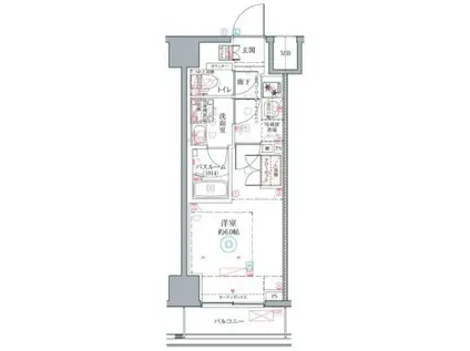 クレヴィスタ横浜関内II(1K/2階)の間取り写真