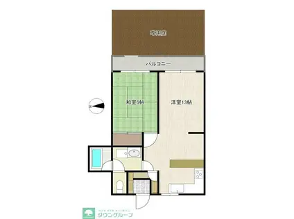 キャニオンコープ千歳船橋(1LDK/1階)の間取り写真