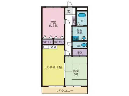 ボナカーサ(2LDK/2階)の間取り写真