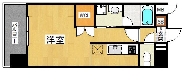 プライムアーバン博多東(ワンルーム/5階)の間取り写真