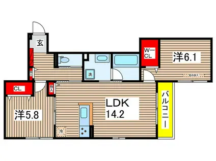 ONE WIDE 祇園(2LDK/3階)の間取り写真