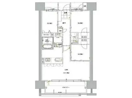グランドパレス国分駅前(3LDK/4階)の間取り写真