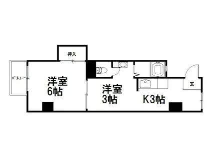 牧マンション(1K/3階)の間取り写真
