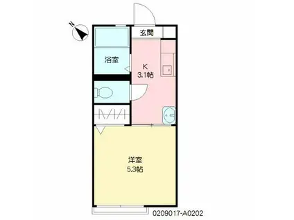 ディアス後藤 (1K/2階)の間取り写真