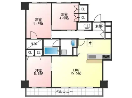ライオンズ岐阜プレミストタワー35(3LDK/26階)の間取り写真