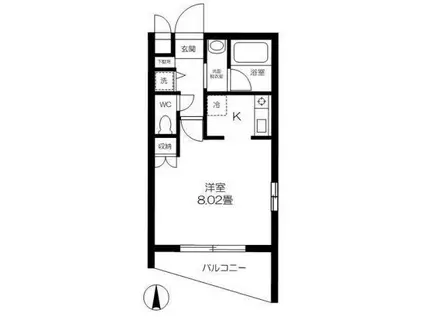 むさしのマンション(ワンルーム/2階)の間取り写真