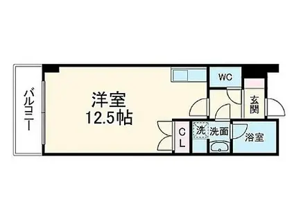 第2ハマエイビル(ワンルーム/9階)の間取り写真