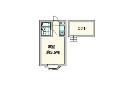 ブルースカイツルセ(ワンルーム/2階)の間取り写真