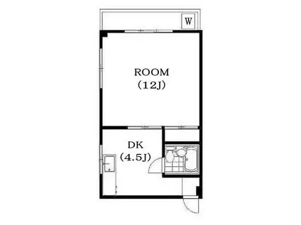 Uハイム(ワンルーム/2階)の間取り写真