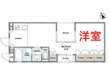 カーサポルトーネ(ワンルーム/3階)の間取り写真
