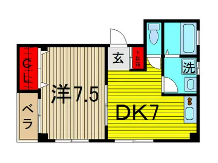 マルテ中青木(1DK/2階)の間取り写真
