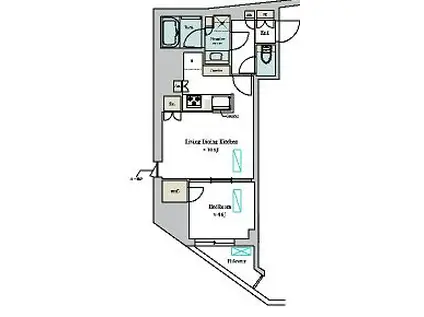 ディームス蔵前RESIDENCE(1LDK/5階)の間取り写真