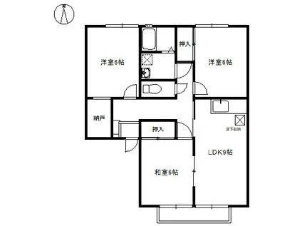 ハミングタウン合川(3LDK/2階)の間取り写真