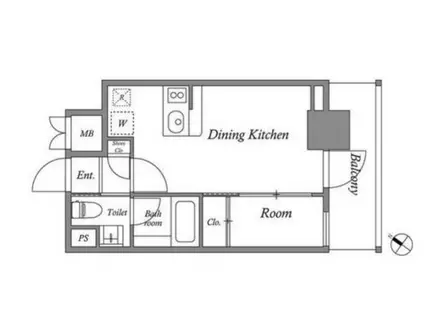 QUALITAS日本橋浜町(1DK/9階)の間取り写真