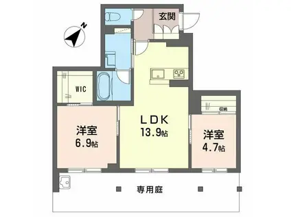 ラヴィータ フェリーチェ(2LDK/1階)の間取り写真