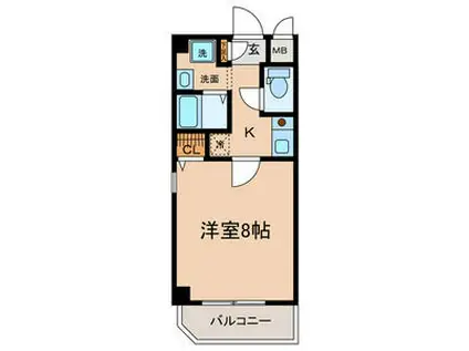 ストゥーディオK(1K/2階)の間取り写真