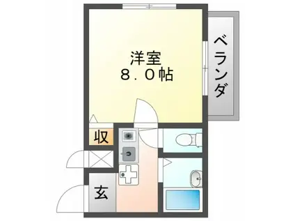 光栄ハイツ江坂(1K/4階)の間取り写真