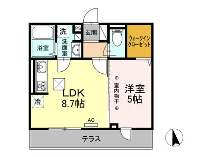 イスズサンピアII(1LDK/1階)の間取り写真