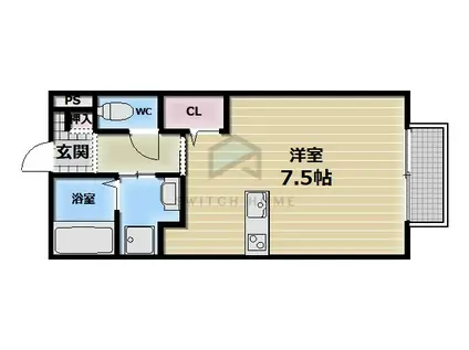 メゾンドゥ長瀬II(ワンルーム/1階)の間取り写真