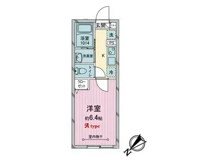 所沢市北秋津1号棟(1K/1階)の間取り写真
