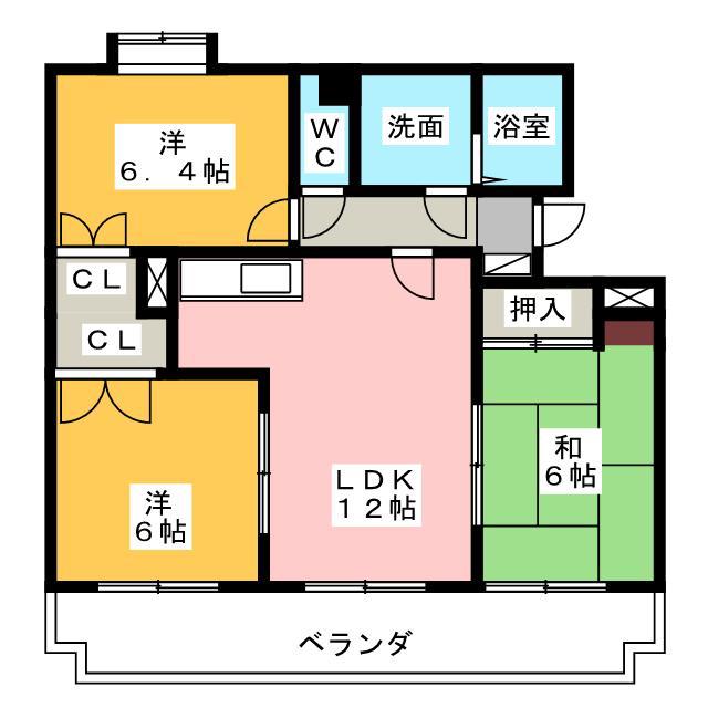 カーサたもの木(3LDK/2階)の間取り写真