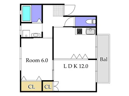 メゾン広谷15号棟(1LDK/2階)の間取り写真