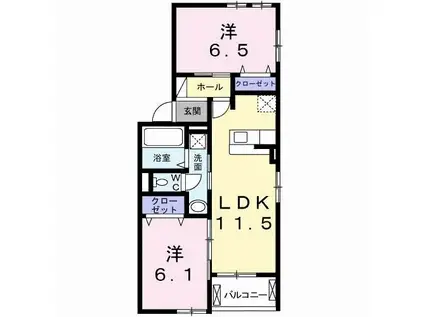 ルタン エム(2LDK/2階)の間取り写真
