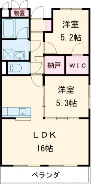 プログレスF(2LDK/2階)の間取り写真