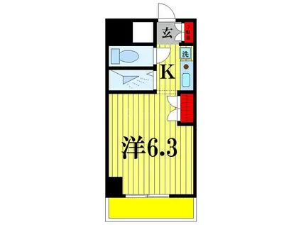 グランヒル松戸(1K/4階)の間取り写真