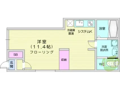 ポミエ富沢西(ワンルーム/1階)の間取り写真